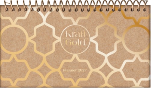 AGENDA JANDAIA KRAFT GOLD SEMANAL CON ESPIRAL 16x9 CM.