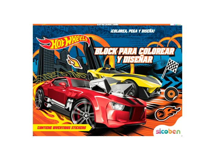 LIBRO DE COLOREAR SICOBEN BLOCK HOT WEELS