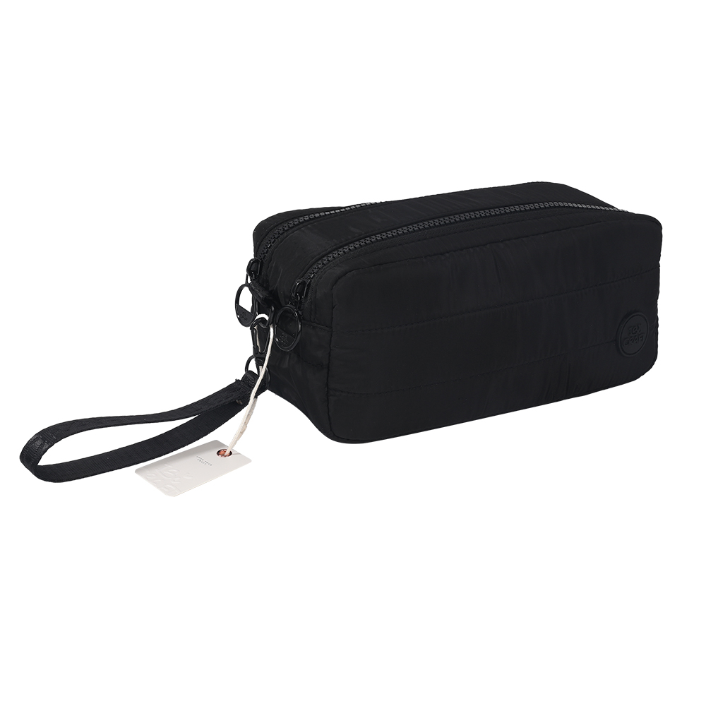 CARTUCHERA IBI CRAFT NEGRO 2 CIERRES 23x10x9CM.