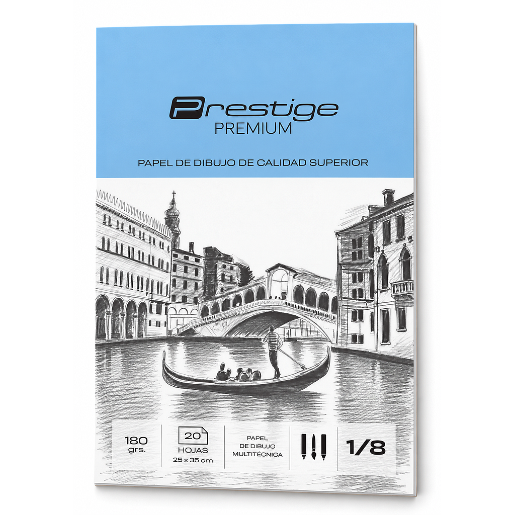 BLOCK PRESTIGE 1/8 W. 180 GR. X 20 HOJAS